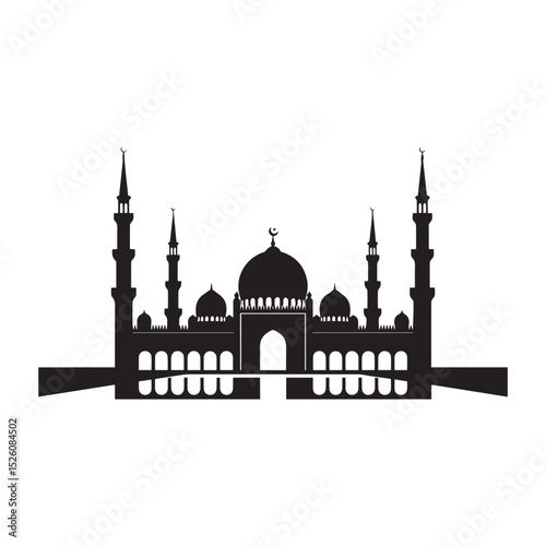 Majestic mosque silhouette islamic architecture design