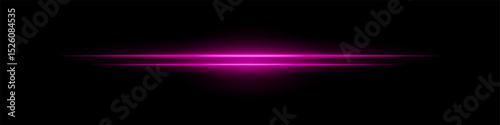 Pink sci-fi beam. Two horizontal glowing lines with central bright core and radial fade. Dark background gives tech feel. Suitable for energy, laser, futuristic design.