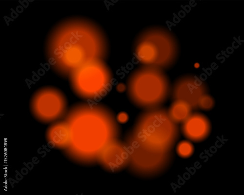 Orange light bokeh. Soft blurry circles in random size and opacity on dark background. Atmospheric and abstract, fits dreamy, festive, or sci-fi themes.