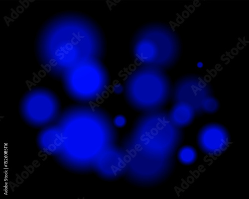 Blue light bokeh. Soft blurry circles in random size and opacity on dark background. Atmospheric and abstract, fits dreamy, festive, or sci-fi themes.