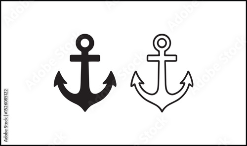 Anchor vector in solid and outline style placed together