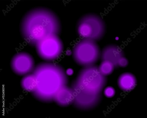 Purple light bokeh. Soft blurry circles in random size and opacity on dark background. Atmospheric and abstract, fits dreamy, festive, or sci-fi themes.