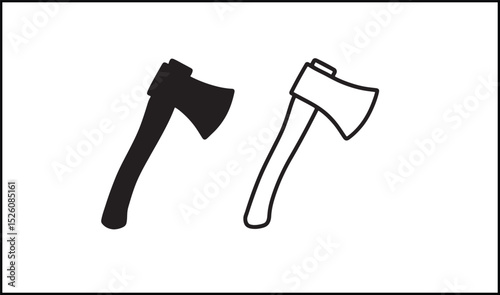 Axe vector in solid black and outline style combined