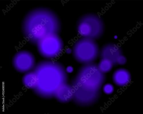 Purple light bokeh. Soft blurry circles in random size and opacity on dark background. Atmospheric and abstract, fits dreamy, festive, or sci-fi themes.