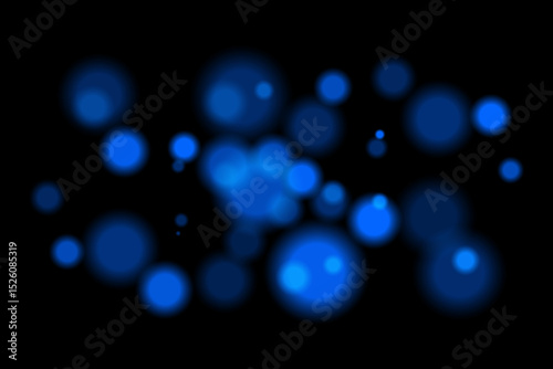 Blue glowing bokeh. Warm blurred circles scattered on dark background, creating festive or fiery atmosphere. Perfect for abstract, energy, or celebration designs.