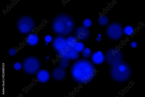 Blue glowing bokeh. Warm blurred circles scattered on dark background, creating festive or fiery atmosphere. Perfect for abstract, energy, or celebration designs.