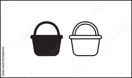 Basket vector in solid black and outline icon style