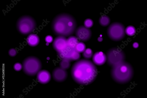 Purple glowing bokeh. Warm blurred circles scattered on dark background, creating festive or fiery atmosphere. Perfect for abstract, energy, or celebration designs.
