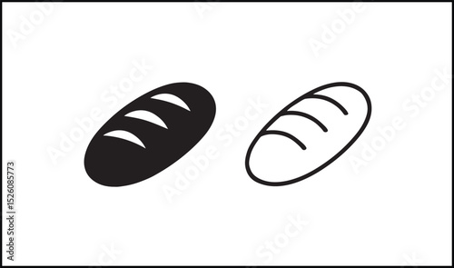 Bread vector in solid and outline baked icon set