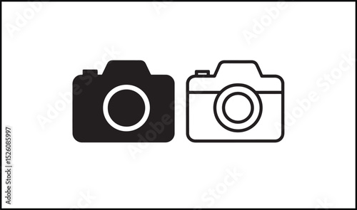 Camera vector in solid black and outline digital icon