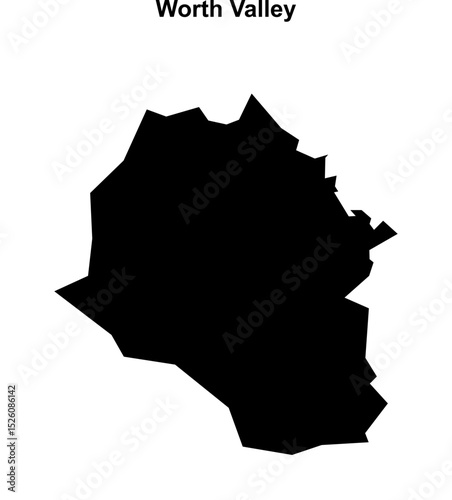 Worth Valley (England) blank outline map