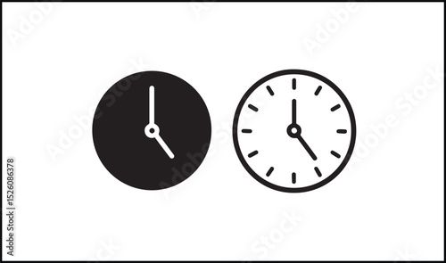 Clock vector in bold black and outline version graphic