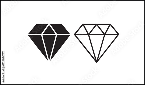Diamond vector in solid and outline gem icon layout