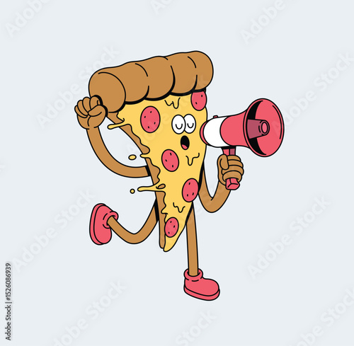 pizza talk retro cute illustration