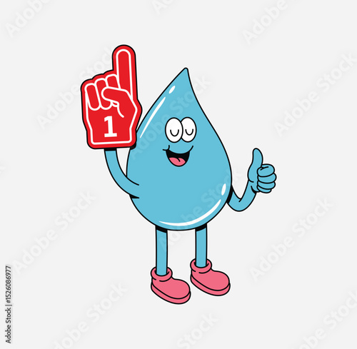 water number one retro cute illustration