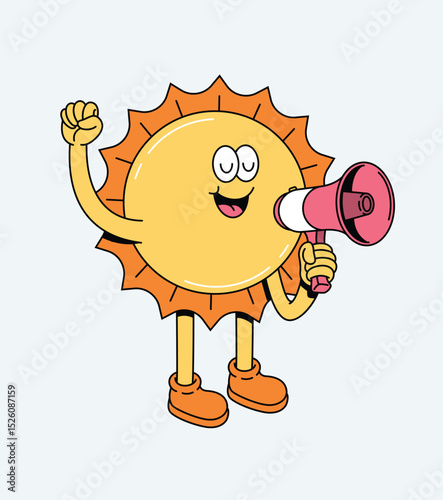 sun talk retro cartoon illustration