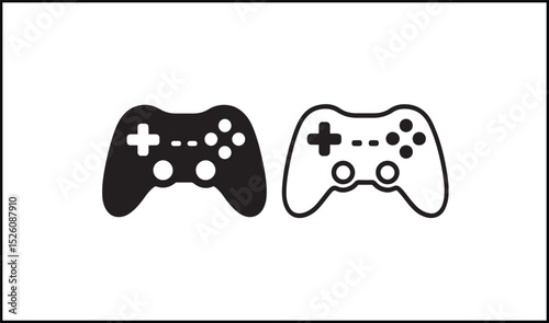 Game controller vector in solid and outline console icon