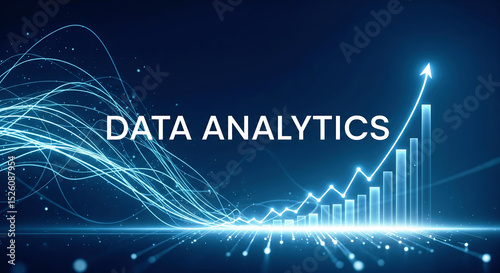 Data analytics concept with a glowing stock market chart showing financial growth and success.