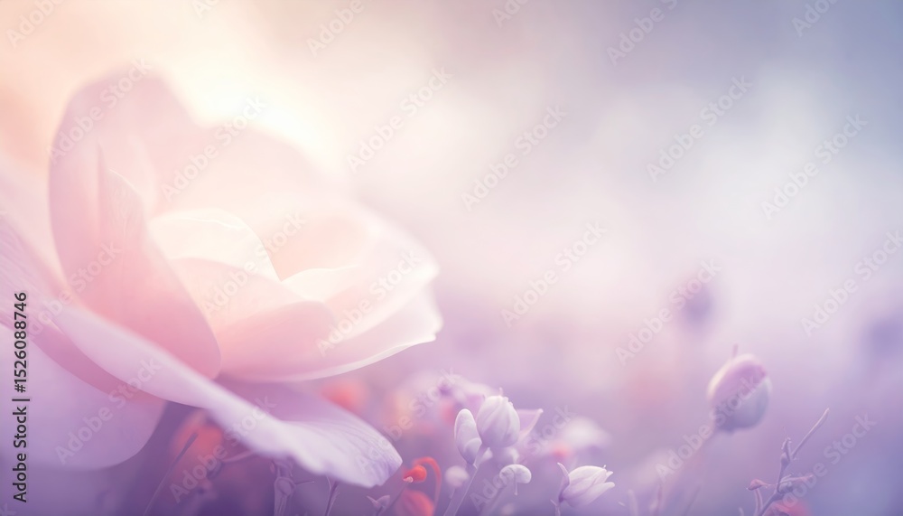 Fototapeta premium abstract summer illustration with a field of flowers and the sky, dramatic landscape