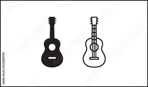 Guitar vector outline and silhouette design