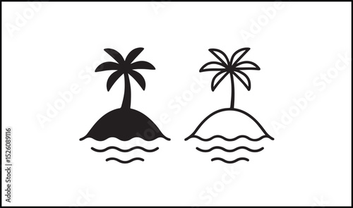 Island vector outline and silhouette design