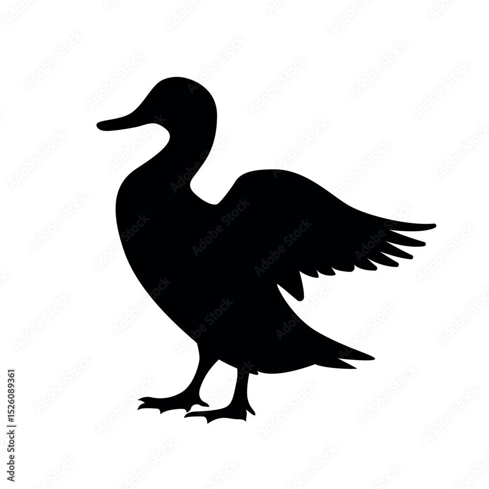 Obraz premium Duck standing silhouette vector graphic design