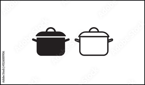 Pot vector outline and silhouette design