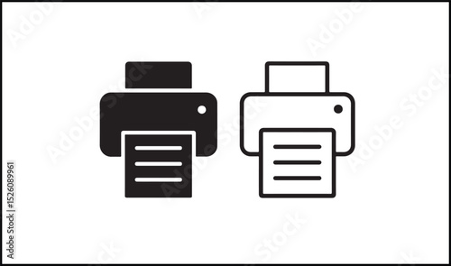 Printer vector outline and silhouette design