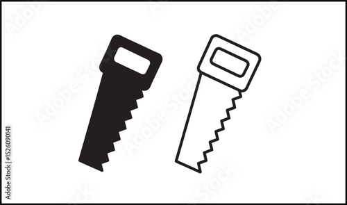 Saw vector outline and silhouette design