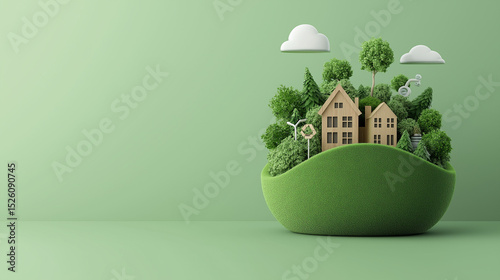 Wallpaper Mural AI generator images of Paper cut out city with green buildings surrounded by trees and plants green eco city on nature Green city and earth day concept Care for the environment and ecology World  Torontodigital.ca