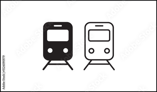 Train vector outline and silhouette design