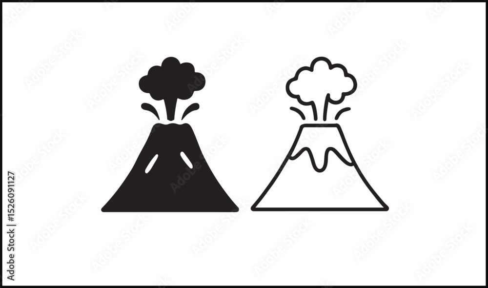 Obraz premium Volcanoe vector outline and silhouette design
