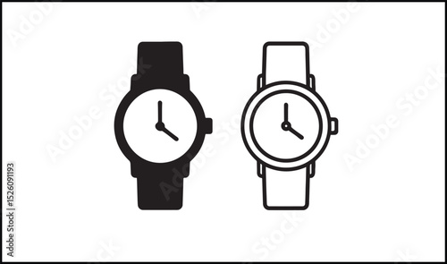 Watch vector outline and silhouette design