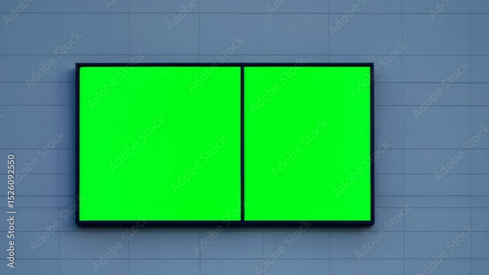 Two Green Screens on a Gray Wall