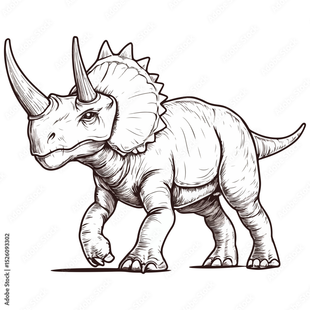 Fototapeta premium triceratops, ancient animal, vector, transparent background, creature, animal, isolated, nature, big, icon, dinosaur, large, safari, wildlife, fauna, dino, jurassic, prehistoric, extinct