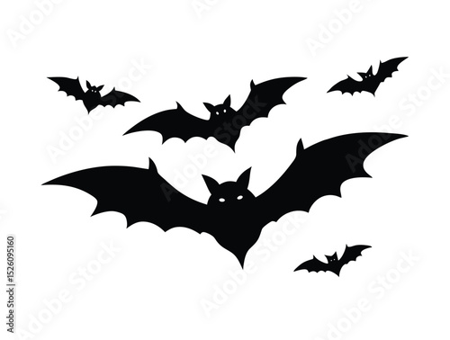 Flying bats in the night vector silhouette