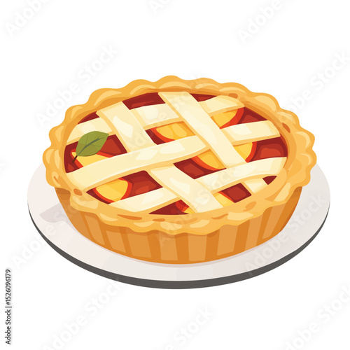 Fresh Baked Apple Pie vector 2D flat illustration, isolated on a white background.