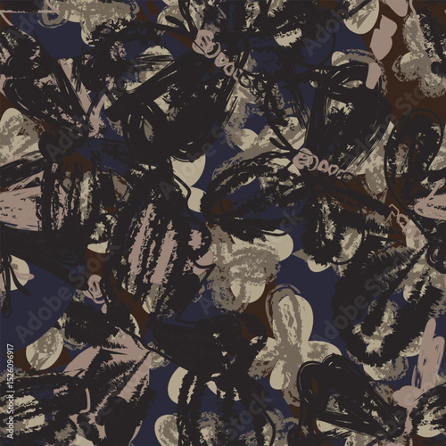 Neutral Colour Butterfly Abstract Brush Strokes Seamless Pattern Design