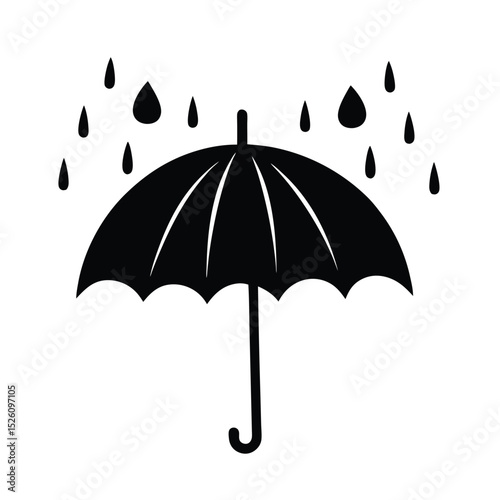Rainy autumn day with umbrella vector silhouette