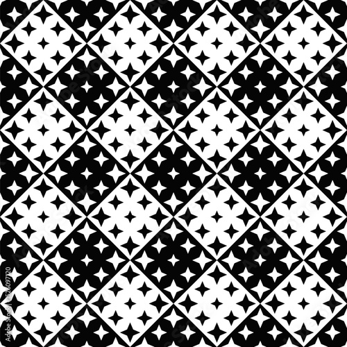 Abstract seamless black and white star pattern background