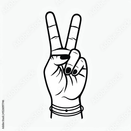 "Minimalist Peace Sign Hand Gesture Vector Illustration"