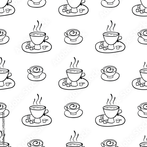 Seamless pattern with vector doodle cup. Can be used for making wallpaper, fabrics and other types of products