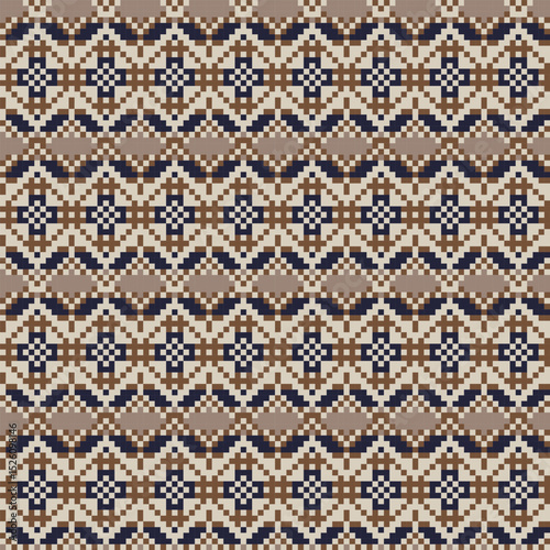 Neutral Colour Snowflakes Fair Isle Seamless Pattern Design