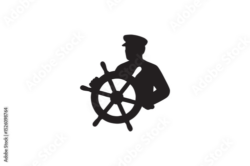 Helmsman silhouette on white background.01
