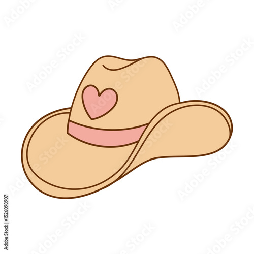 Cowboy Hat with Heart Accent Illustration