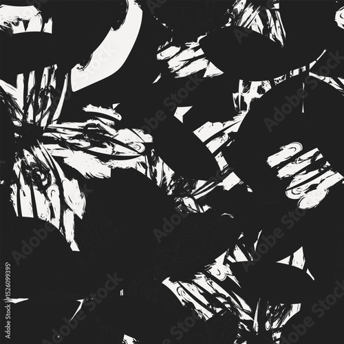 Monochrome Abstract Floral Seamless Pattern Design