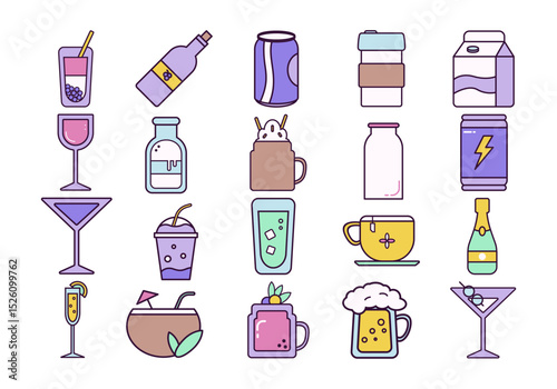 Beverage Lineal Colo Icon Element