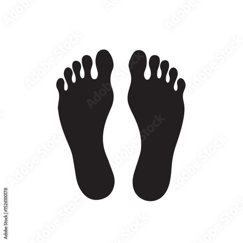 Simple black silhouettes of bare human feet