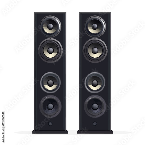 Floor-standing Speakers 2D flat vector illustration, isolated on a white background.