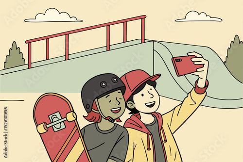 Skateboarding Park Selfie